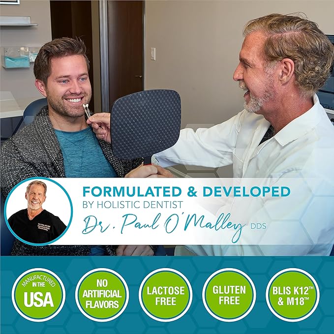 Oral Probiotics for Mouth Bad Breath Treatment for Adults: Dentist Formulated BLIS K12 M18 Advanced Oral Probiotics for Teeth and Gums, 60 Chewable Oral Health Probiotics Supplement Tablets (Mint 3pk)