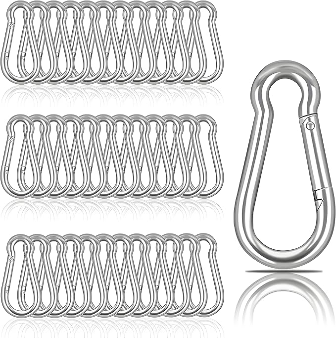 M6 Spring Snap Hook Carabiners, Carabiner Clip, Heavy Duty Galvanized Steel Spring Clip, Quick Link Key Chain for Swing Hammock Gym Outdoor, Holding Capacity