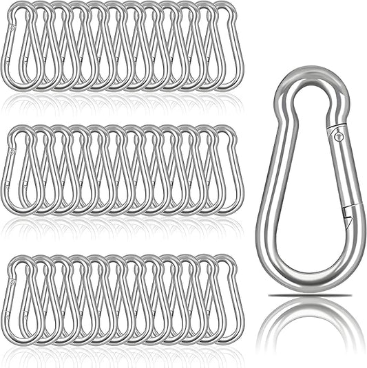 M6 Spring Snap Hook Carabiners, Carabiner Clip, Heavy Duty Galvanized Steel Spring Clip, Quick Link Key Chain for Swing Hammock Gym Outdoor, Holding Capacity