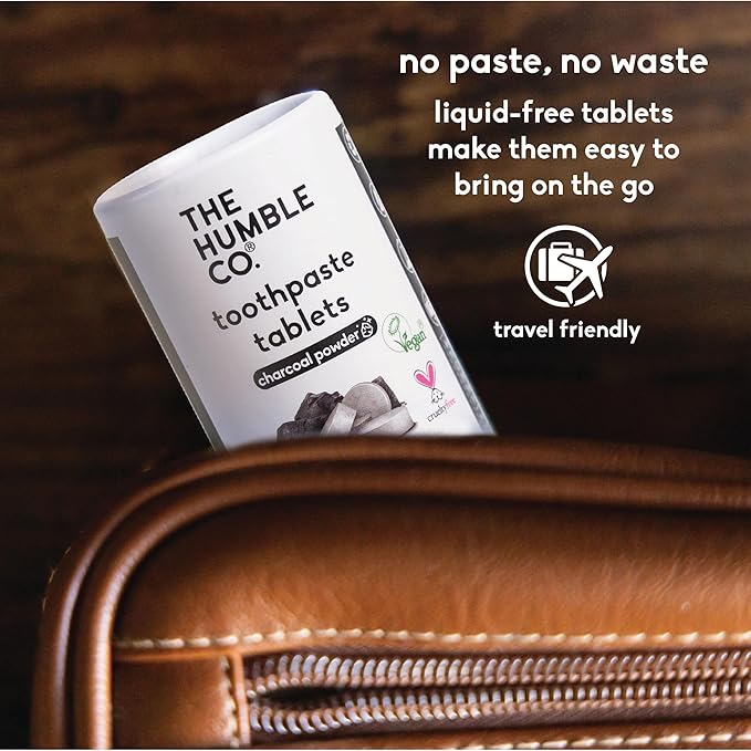 The Humble Co. Charcoal Powder Toothpaste Tablets Fluoride-Free, 3pk - Anticavity, Fluoride Free Toothpaste Dental Tablets with Natural Ingredients, Dentist Developed Formula (Charcoal, 3 Pk)