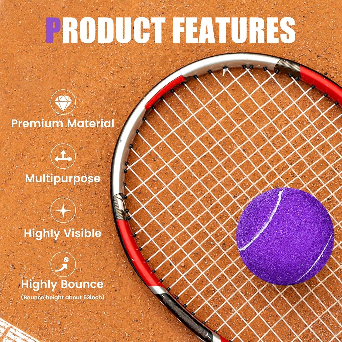 60 Pack Tennis Balls, Training Tennis Balls, Pet Dog Playing Balls, Practice Tennis Balls with Mesh Bag for Transport and Beginner Training