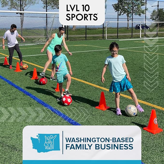 LVL10 Pro Training Cones - 6" Soccer Training Cones for Sports - for Basketball, Football, Basketball and Agility Drills - Soccer Field Markers That Won't Crack, Slide or Fly