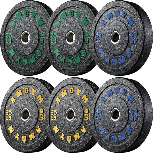 2 Inch Bumper Plates，10-500lbs，Barbell Rubber Olympic Weight Plates Set for Home Gym, Strength Training & Weight Lifting, Multiple Options Colors