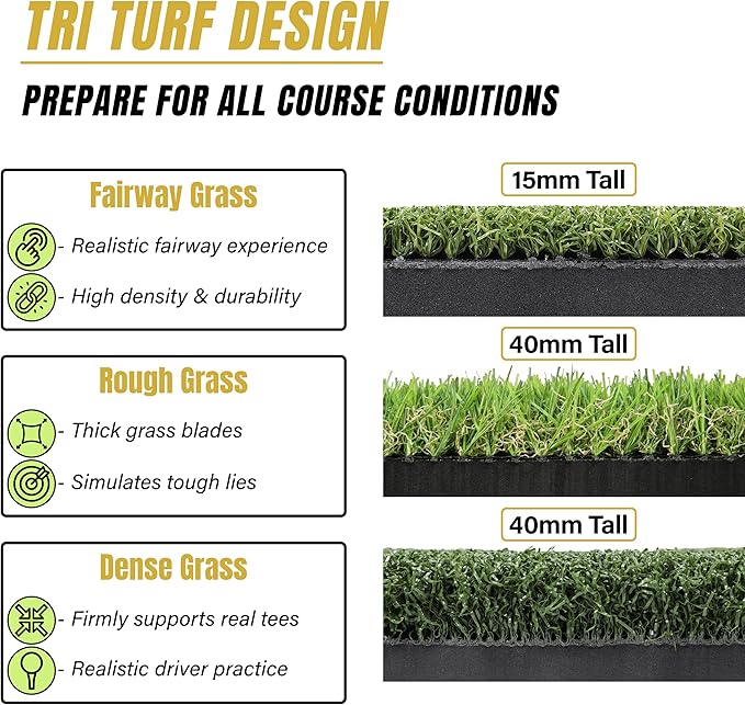 6x4ft Extra Large & 5x4ft Extra Thick Premium Golf Mat | Golf Mats Practice Indoor, Outdoor, or with Simulator/Net | Durable Golf Hitting Mat with Tees