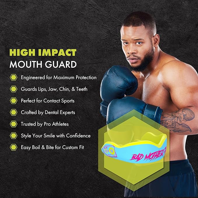 DAMAGE CONTROL High-Impact Mouth Guard – Sports Mouthguard for Boxing, Football, Hockey, Lacrosse & Basketball, Protects Teeth & Jaw, Protective Mouthpiece for Adults & Youth (Women, BMF 2.0)