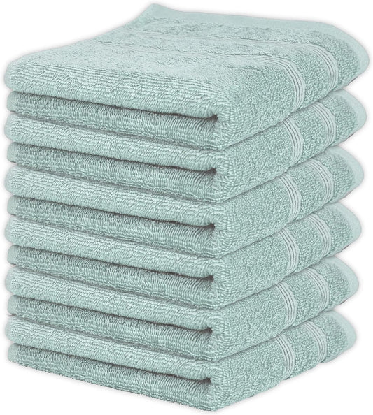 Kaufman - Premium Hand Towels Set for Bathroom, Spa, Gym, and Face Towel 100% Cotton Ring Spun, Ultra Soft Feel and Highly Absorbent Towels (Aqua, 6-PK)
