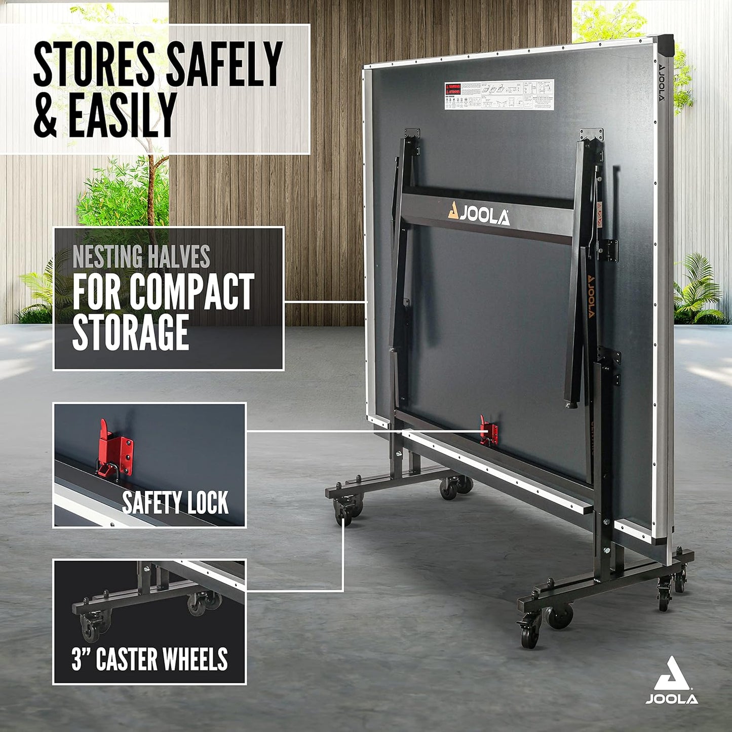 JOOLA Inside Professional MDF Indoor Ping Pong Table with Quick Clamp Table Tennis Net and Post Set - 10 Minute Easy Assembly - Tournament Quality - Foldable with Single Player Playback Mode