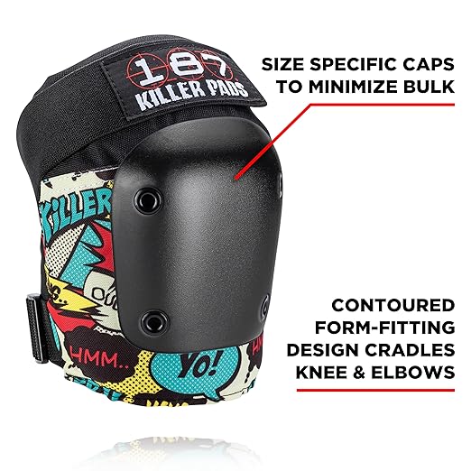 187 KILLER PADS Knee Pads, Elbow Pads Combo Pack, Comic, X-Small/Small