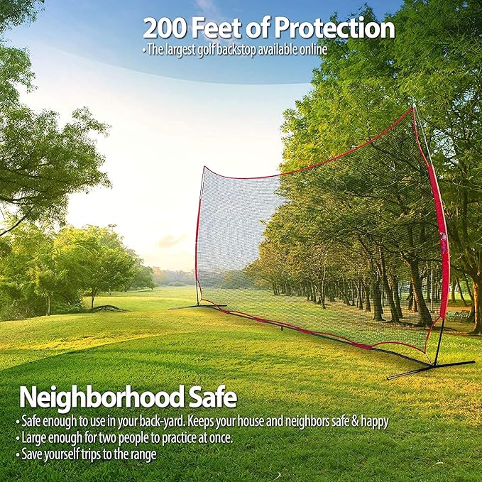 20x10ft Sports Net | 200 SQ feet of Protection | Multi Sport Netting Barrier, Sports Net, Baseball Netting Backstop | Perfect for Golf, Baseball, Basketball, Soccer, Lacrosse, Hockey