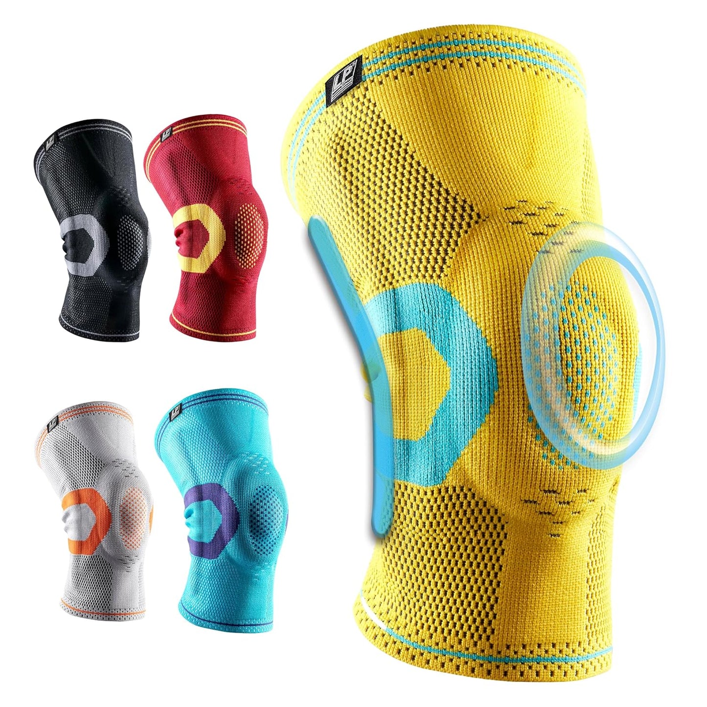 LP 170XT Compression Knee Sleeve with Silicone Pad & Bilateral Stays – Breathable Knee Support for Enhanced Sports Performance in Running, Basketball, Soccer, Tennis, Gym Workouts, Hiking – Optimal Joint Stability for Active Athletes (Yellow, Medium,1pcs)