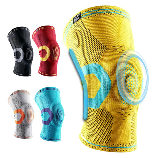 LP 170XT Compression Knee Sleeve with Silicone Pad & Bilateral Stays – Breathable Knee Support for Enhanced Sports Performance in Running, Basketball, Soccer, Tennis, Gym Workouts, Hiking – Optimal Joint Stability for Active Athletes (Yellow, Medium,1pcs)