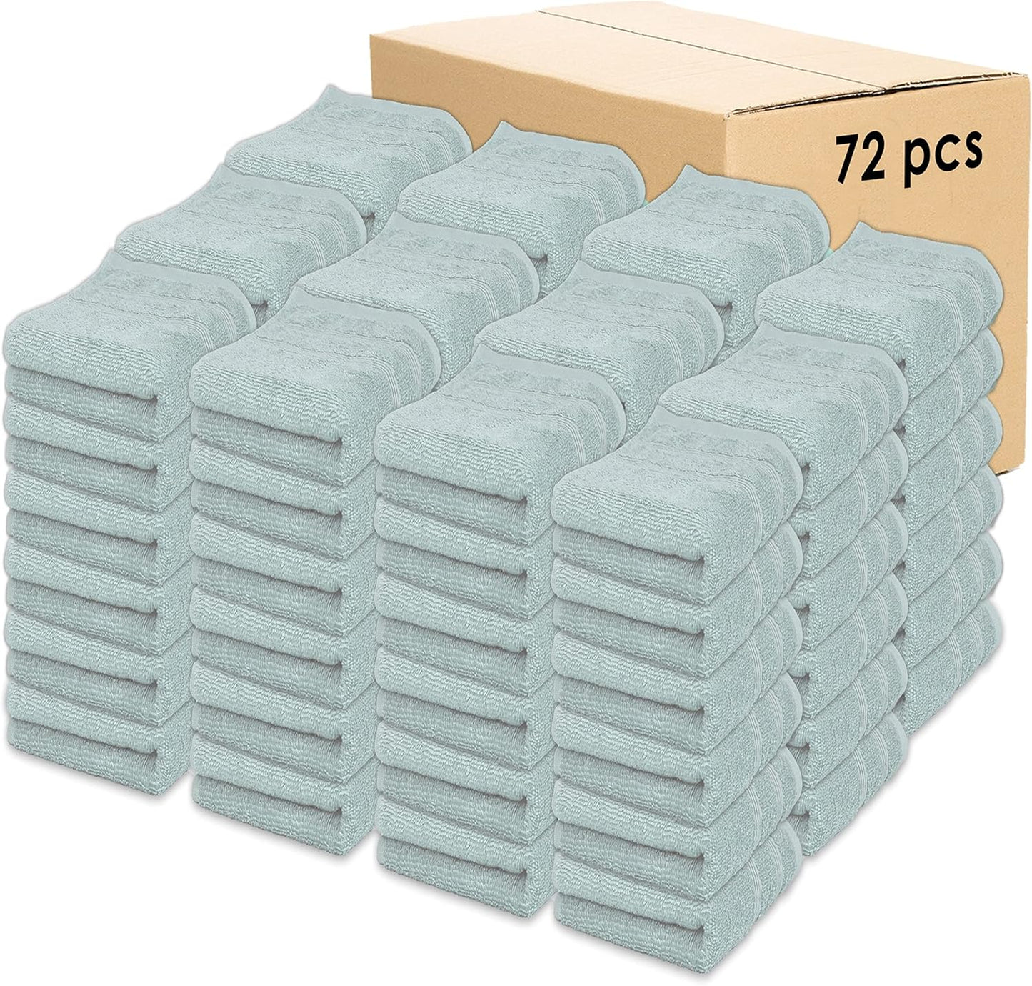 Kaufman - Premium Hand Towels Set for Bathroom, Spa, Gym, and Face Towel 100% Cotton Ring Spun, Ultra Soft Feel and Highly Absorbent Towels (Aqua, 72-PK)