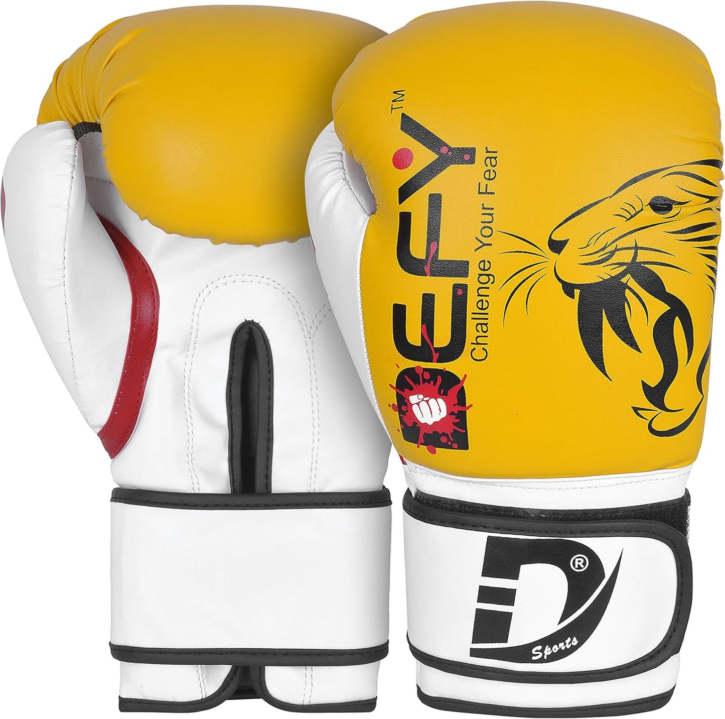 DEFY Boxing Gloves for Men & Women Training MMA Muay Thai Premium Quality Gloves for Punching Heavy Bags, Sparring, Kickboxing, Fighting Gloves Tiger Model