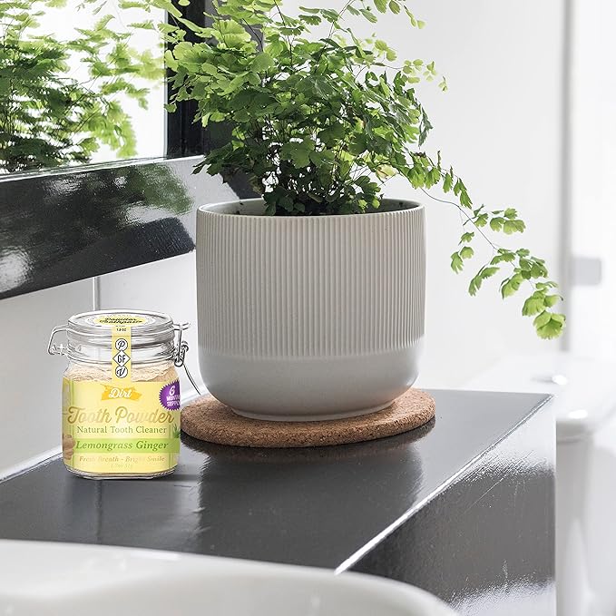 The Dirt - Remineralizing Tooth Powder, Natural Fluoride-Free Teeth Whitening Powder with Hydroxyapatite, Flouride & Gluten Free, Organic Vegan (Lemongrass & Ginger, 51g: 6 Month Supply)