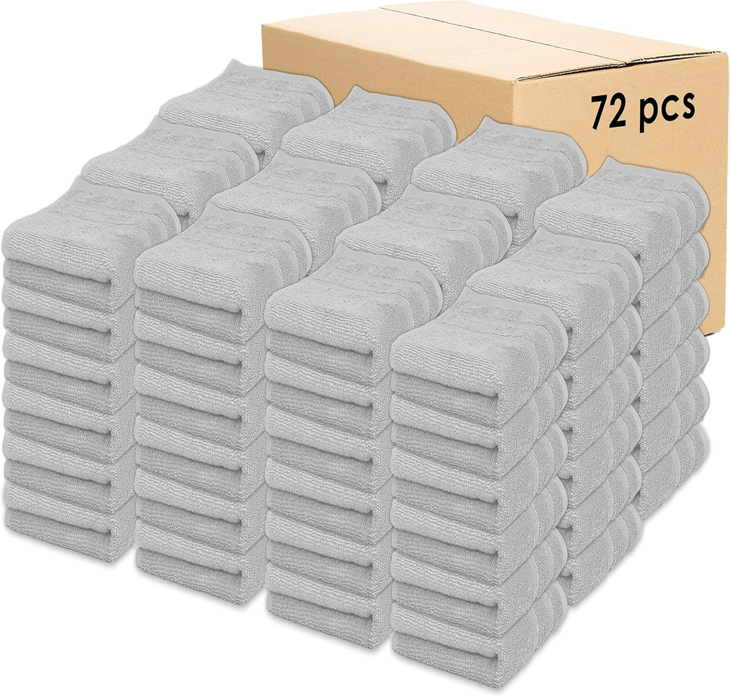 Kaufman - Premium Hand Towels Set for Bathroom, Spa, Gym, and Face Towel 100% Cotton Ring Spun, Ultra Soft Feel and Highly Absorbent Towels (Light Gray, 72-PK)