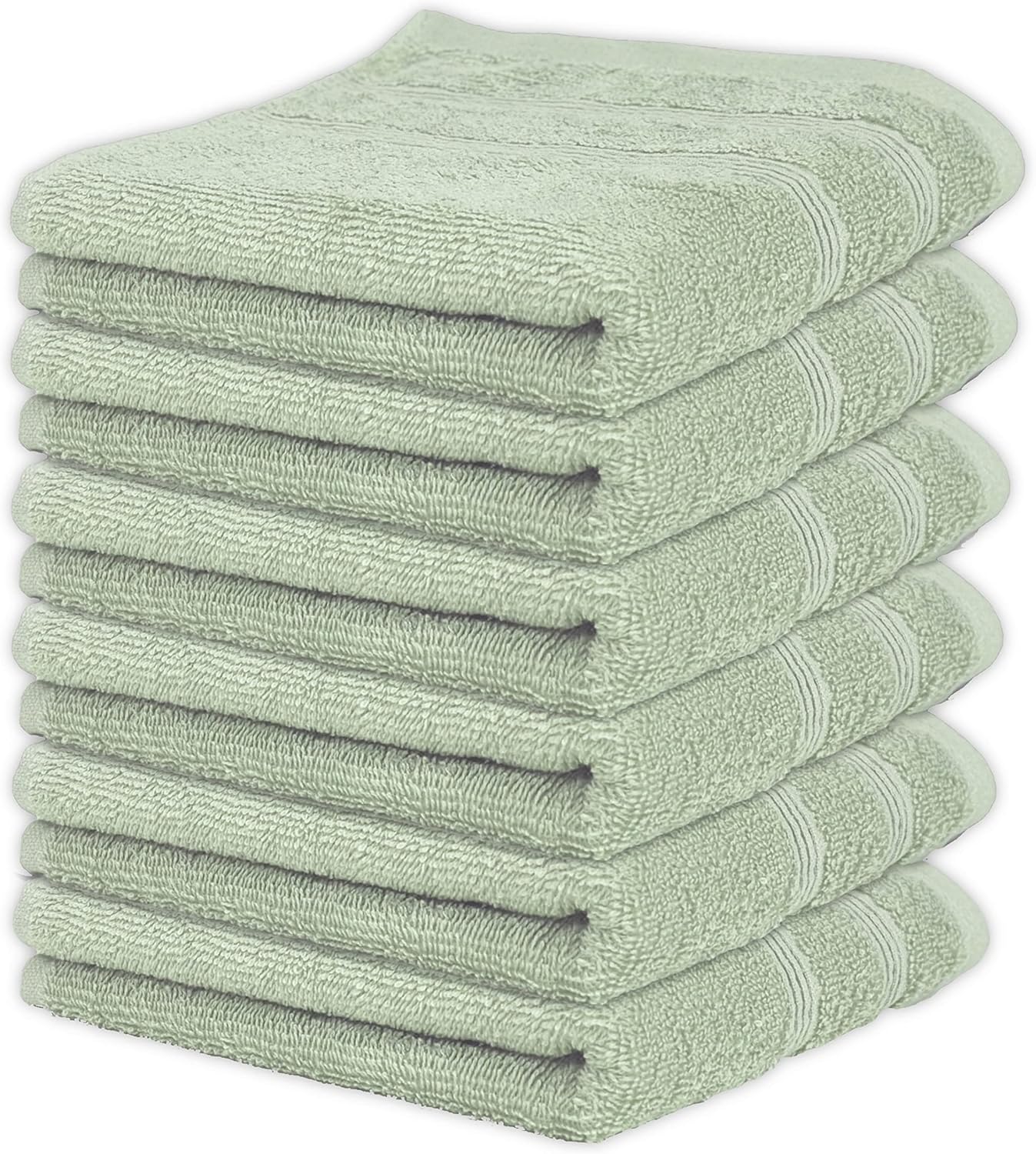 Kaufman - Premium Hand Towels Set for Bathroom, Spa, Gym, and Face Towel 100% Cotton Ring Spun, Ultra Soft Feel and Highly Absorbent Towels (SAGE Green, 6-PK)