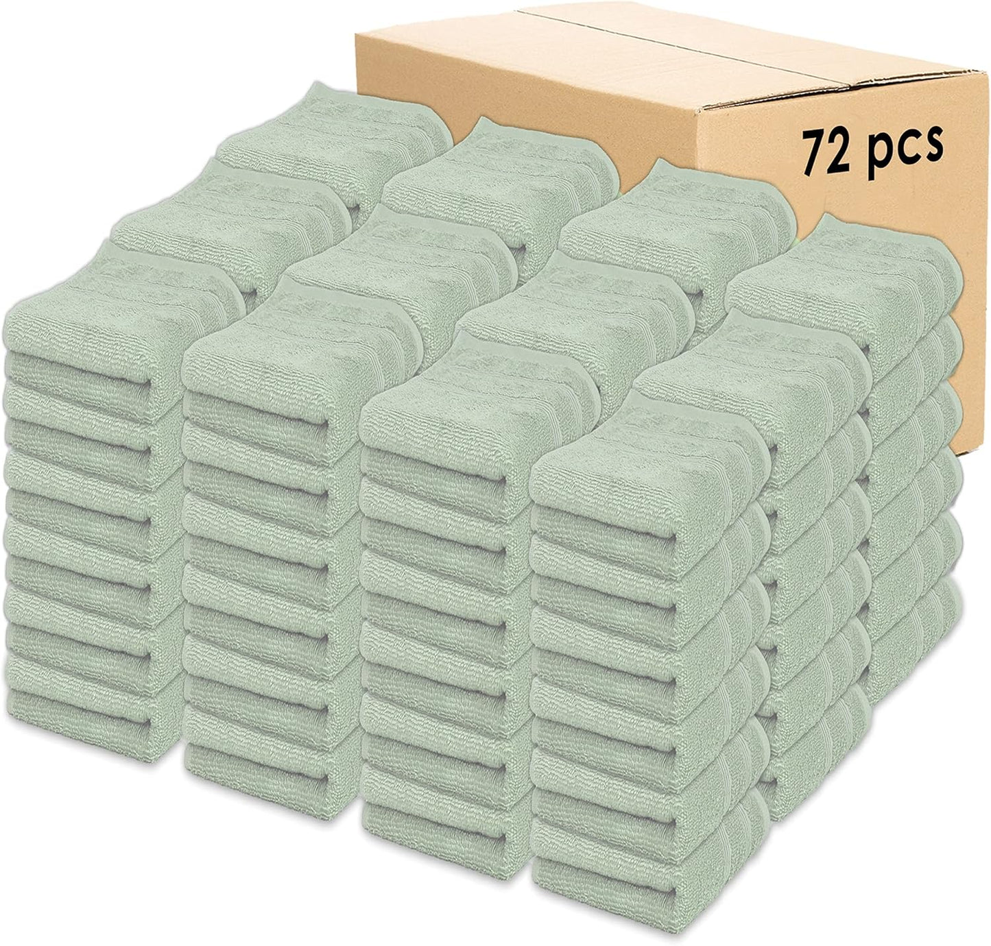 Kaufman - Premium Hand Towels Set for Bathroom, Spa, Gym, and Face Towel 100% Cotton Ring Spun, Ultra Soft Feel and Highly Absorbent Towels (SAGE Green, 72-PK)