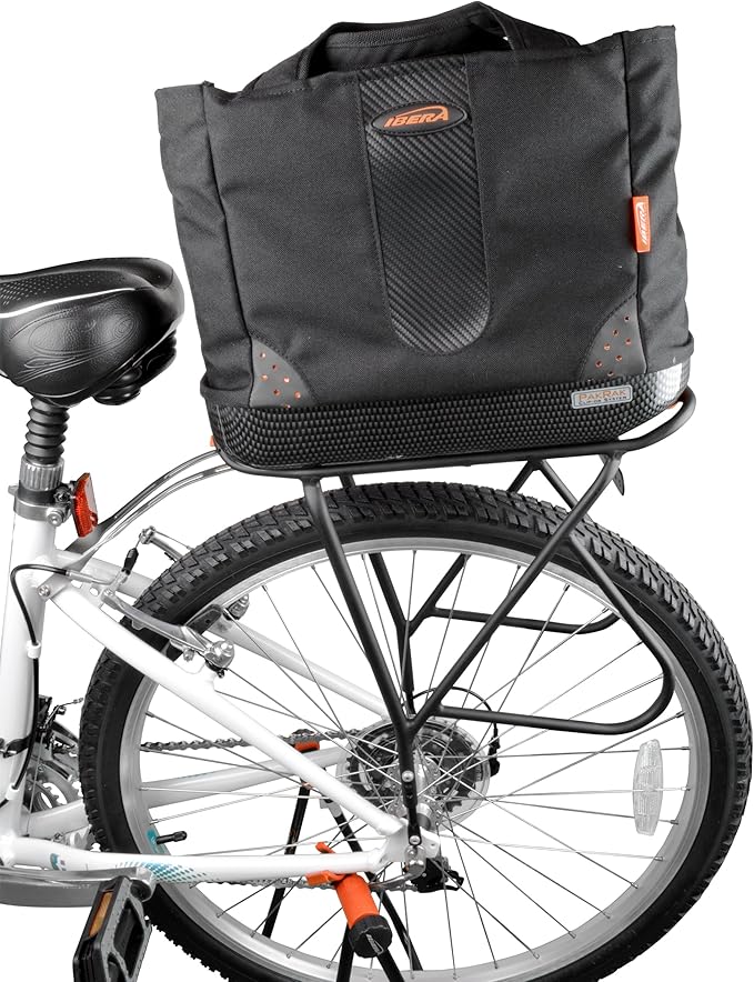 Ibera Bike Bag Insulated Cooler 16L - Clip-On Bike Rack Bag with Hard Base & Shoulder Straps - Fresh-Keeping & Reusable Grocery Bag - Bike Accessories for Adult Bikes - PAKRAK ONLY RACKS