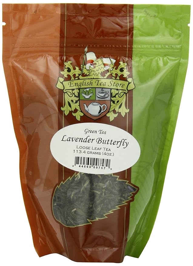 Lavender Butterfly Tea Pouches - 4oz | Loose Leaf Green Tea Blend with French Lavender | Relaxing Floral Herbal with Soothing Natural Green Tea Mix | Calming Loose Leaf
