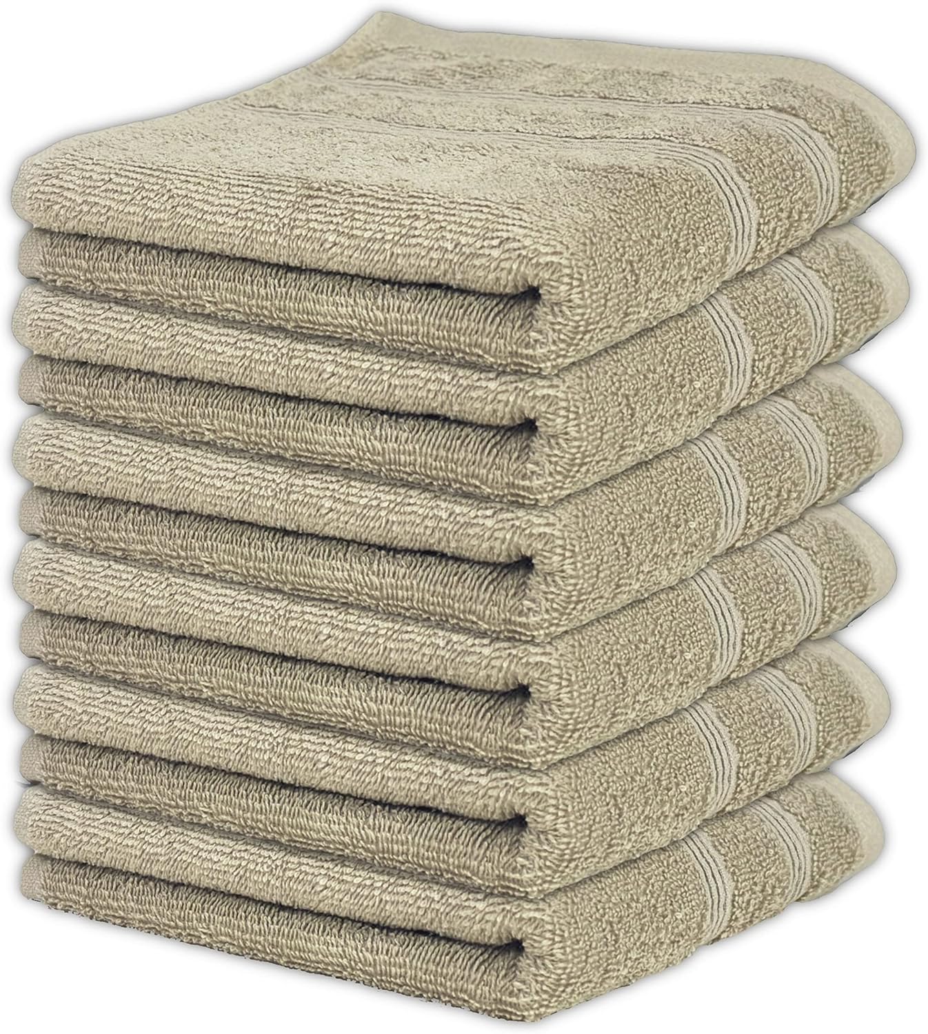 Kaufman - Premium Hand Towels Set for Bathroom, Spa, Gym, and Face Towel 100% Cotton Ring Spun, Ultra Soft Feel and Highly Absorbent Towels (Linen, 6-PK)