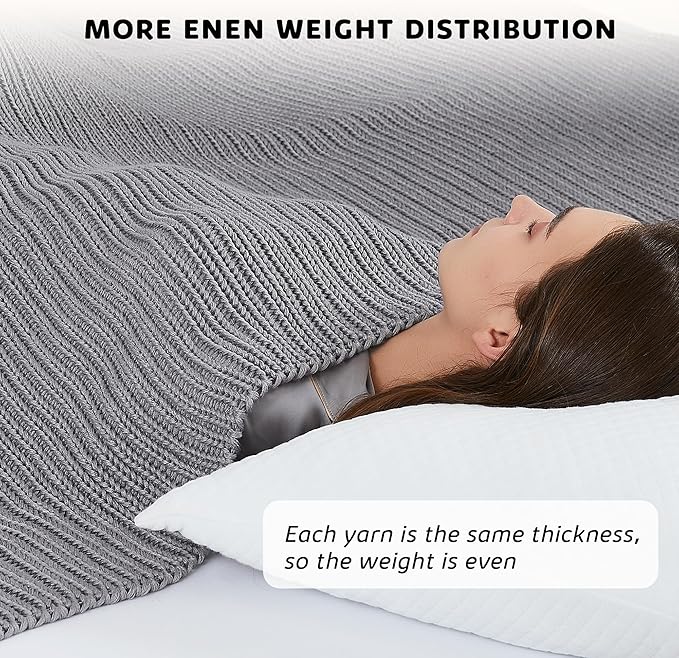 L'AGRATY Knitted Weighted Blanket - 60"x80" 20lbs Cooling Chunky Knit Heavy Blanket for Adults Braided Crochet Throw Thick Cable Yarn Knit Decorative No Beads Evenly Weighted Machine Washable