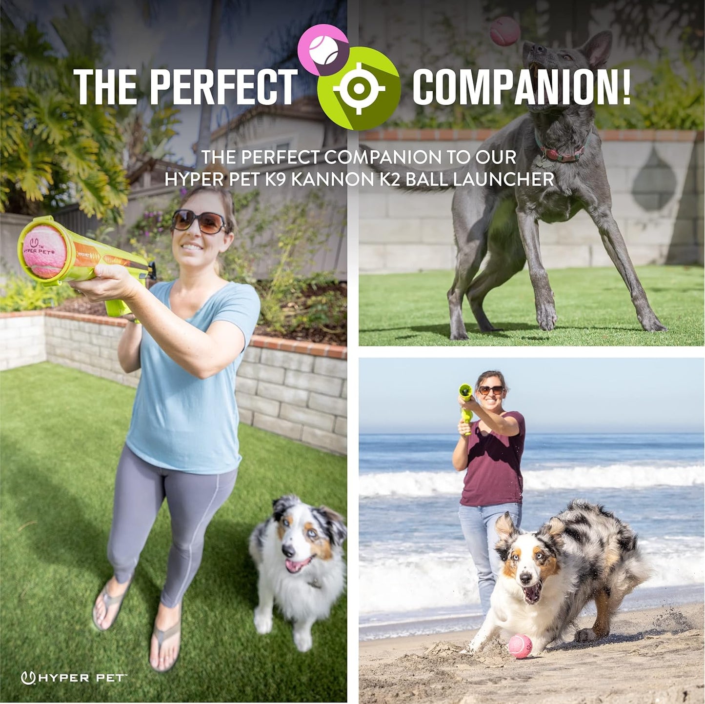 Hyper Pet Tennis Balls for Dogs (Safe Dog Tennis Ball for Exercise and Training, Interactive Toys work with Hyper Pet K9 Kannon K2 Launcher - 4 Pack 2.5" Pink