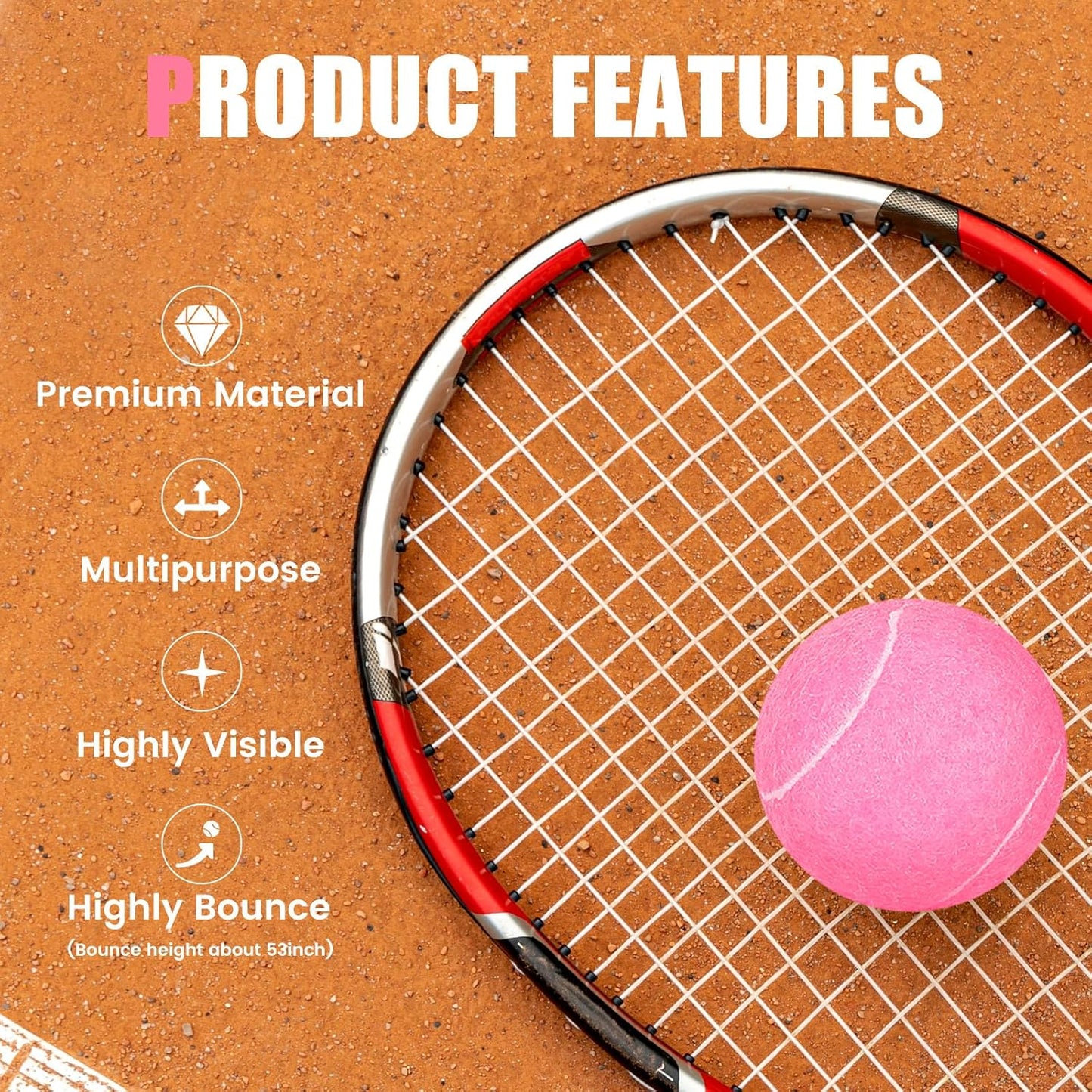 60 Pack Tennis Balls, Training Tennis Balls, Pet Dog Playing Balls, Practice Tennis Balls with Mesh Bag for Transport and Beginner Training