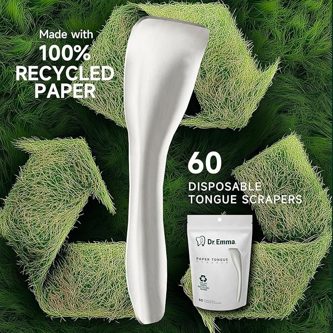 Dr. Emma Tongue Scraper, 120 Count, Disposable Tongue Cleaner for Adults, Paper Hygienic Scraper, Clean Tongue, Promote Fresh Breath (Pack of 2)