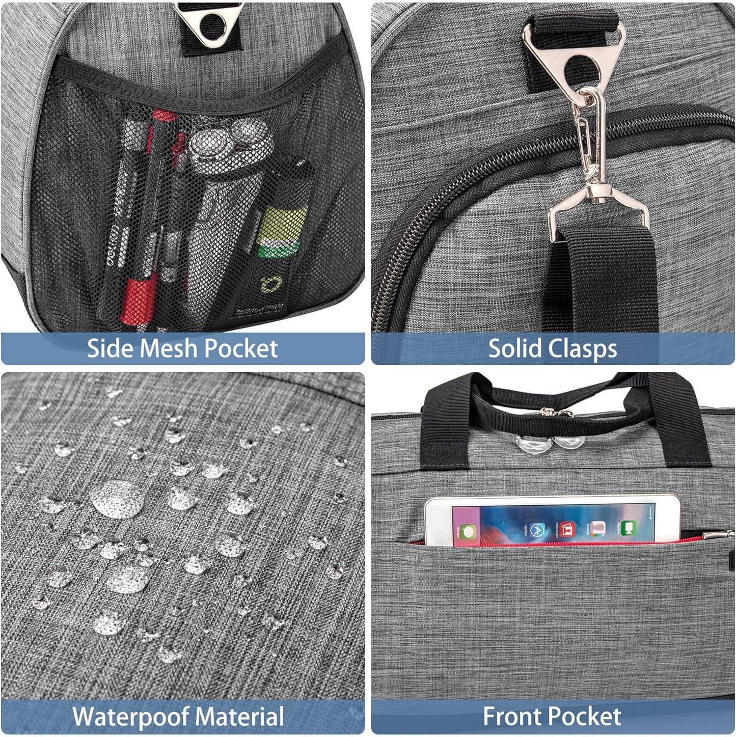 Kuston Sports Gym Bag with Shoes Compartment, Trolley Sleeve and Wet Pocket Gym Duffel Bag Overnight Bag-Upgraded