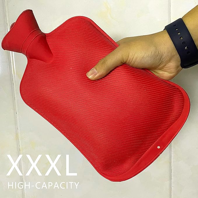 2L Home Enema Bag Kit with 2 Tips, 60 Inch Silicone Hose, Controlable Flow Valve, Hot-Water Bottle for Colon Cleansing (Red)