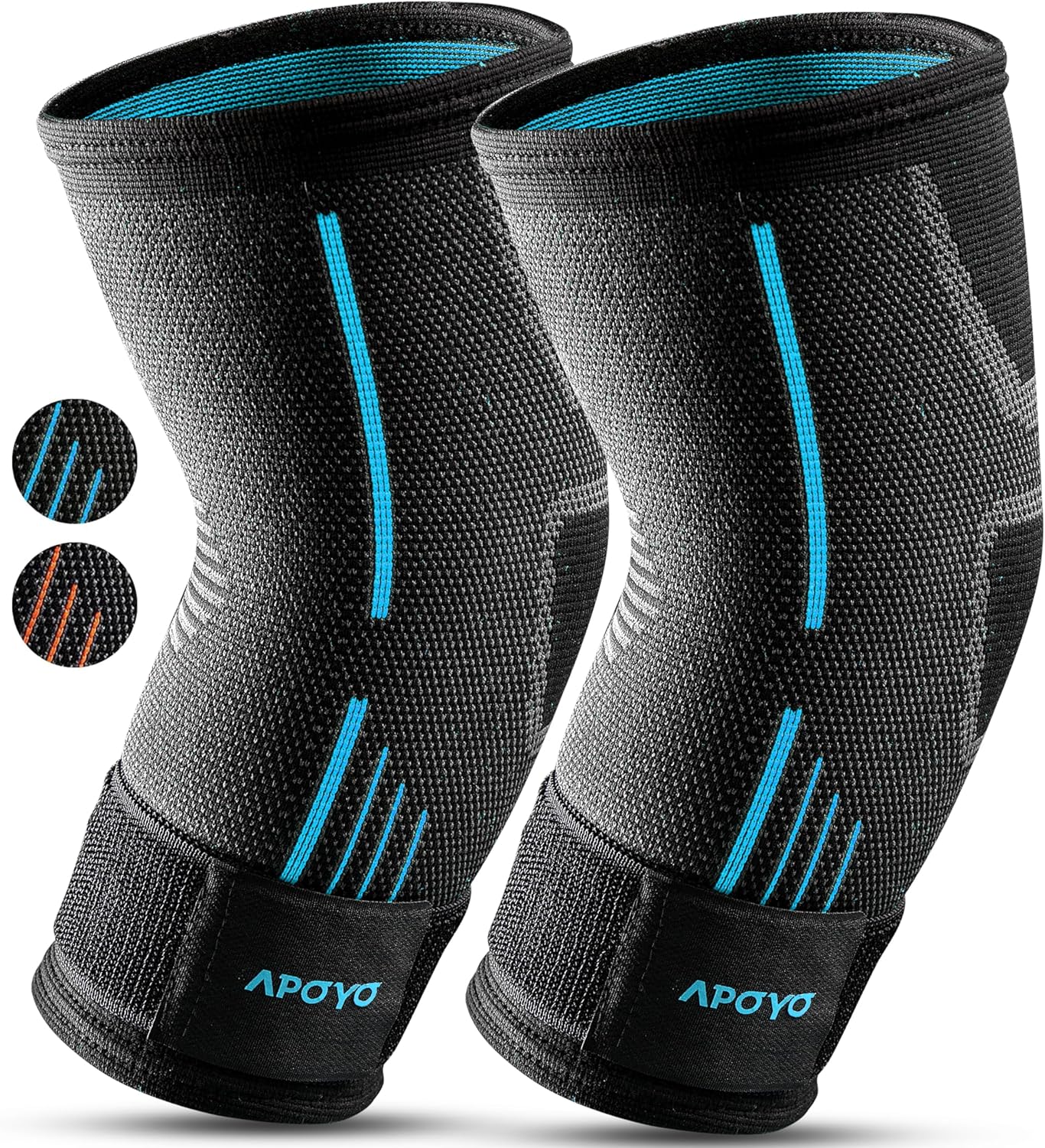 APOYO Elbow Brace for Tendonitis and Tennis Elbow, (Pair) Compression Sleeve for Arthritis, Workouts, Reduce Joint Pain During Fitness Activity (Small)