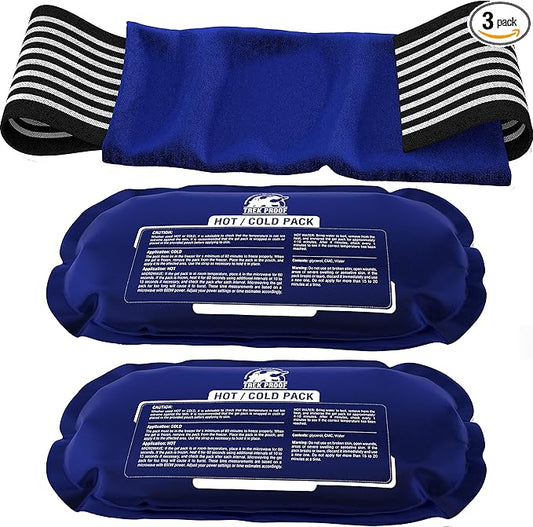 Ice Packs for Injuries Reusable (3-Piece Set) – Hot and Cold Ice Pack Therapy Gel Wrap Support – Supports Recovery, Joint and Muscle Pain – Knees, Back & More (3 Piece Set - Classic)
